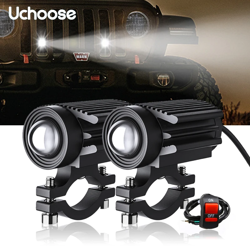 

2022 New Motorcycle Spotlight LED Two-color Mini Light Car Headlight Modified Light Waterproof Anti-fog Light