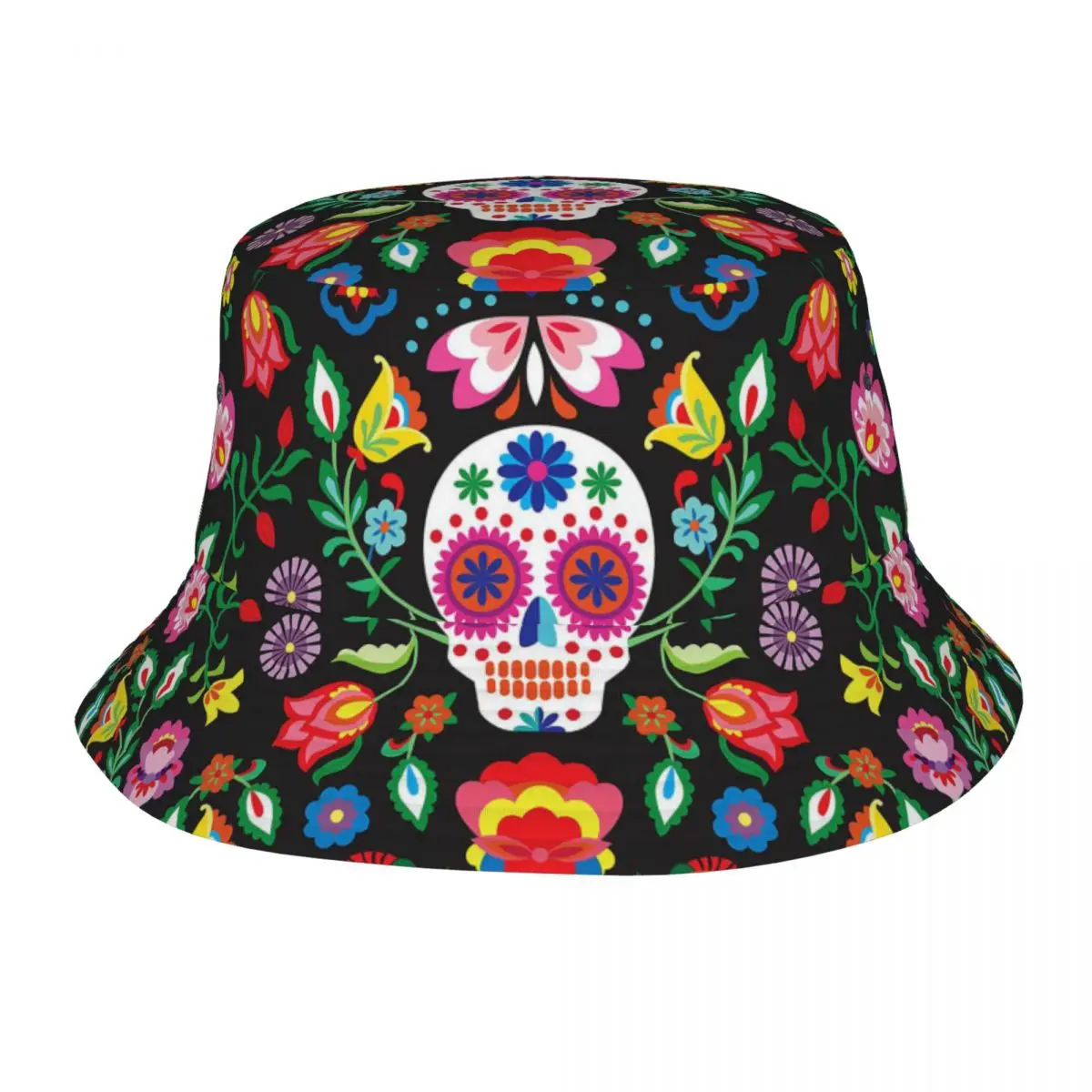 

Панама с мексиканским цветочным черепом для женщин и мужчин, летняя шляпа от солнца с цветами, уникальная УФ-защита для рыбалки на открытом воздухе, шляпа