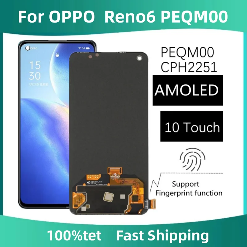 

ЖК-дисплей 6,43 дюйма для OPPO Reno6 PEQM00 CPH2251 5G Reno5 PEGM00