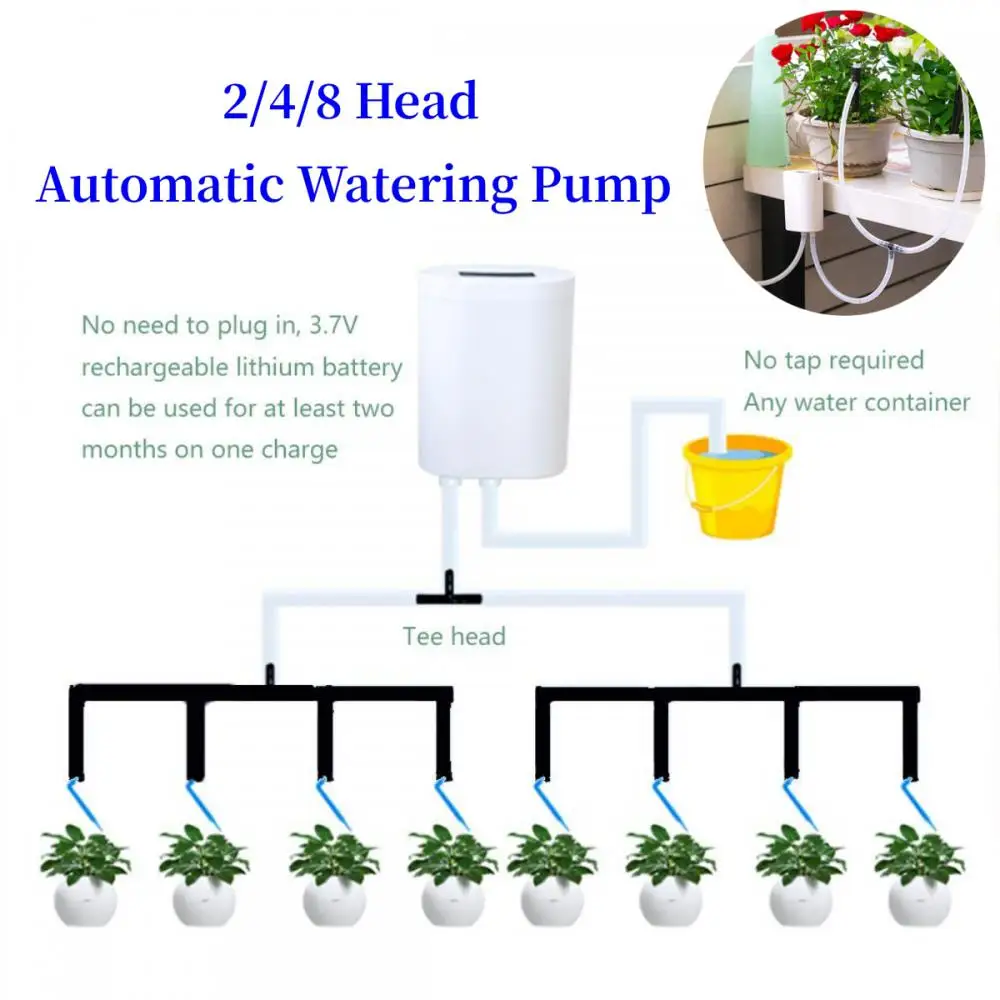 

2/4/8 Head Automatic Watering Pump Controller Flower Plant Self-Watering Garden Timing Drip Irrigation Kits Gardening Tool
