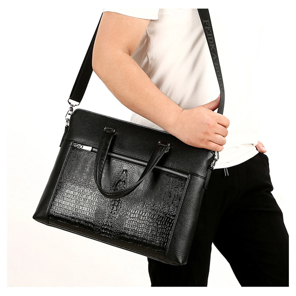 Royal Bagger Mens Laptop Briefcase Genuine Cow Leather Crocodile Pattern Man Handbag Business Shoulder Bag Messenger Bags