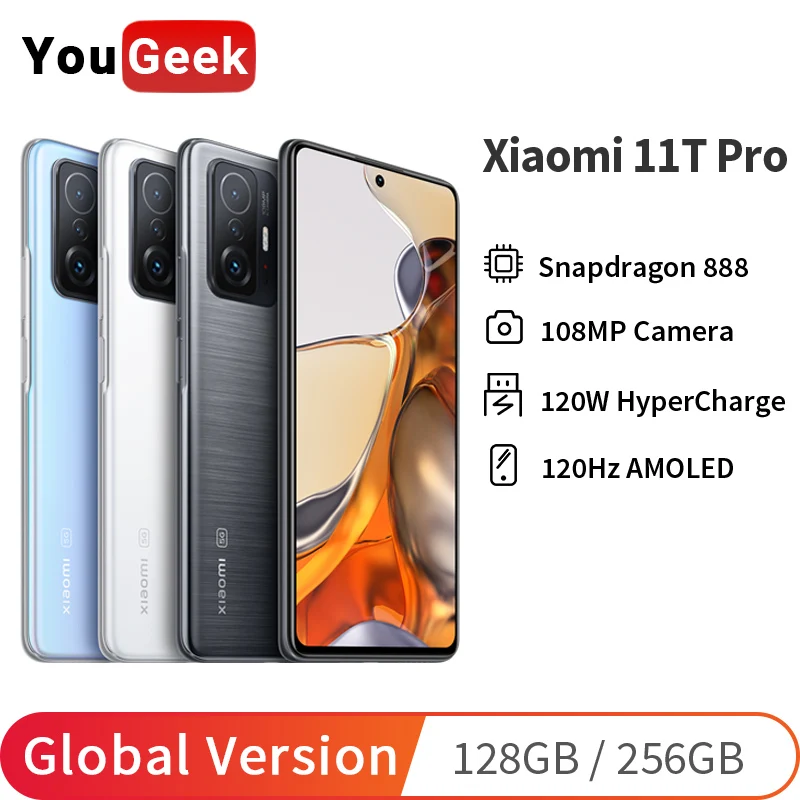  Global Version Xiaomi Mi 11T Pro Smartphone 11 T Snapdragon 888 Octa Core 108MP Camera 120W HyperCharge 120Hz AMOLED Display 