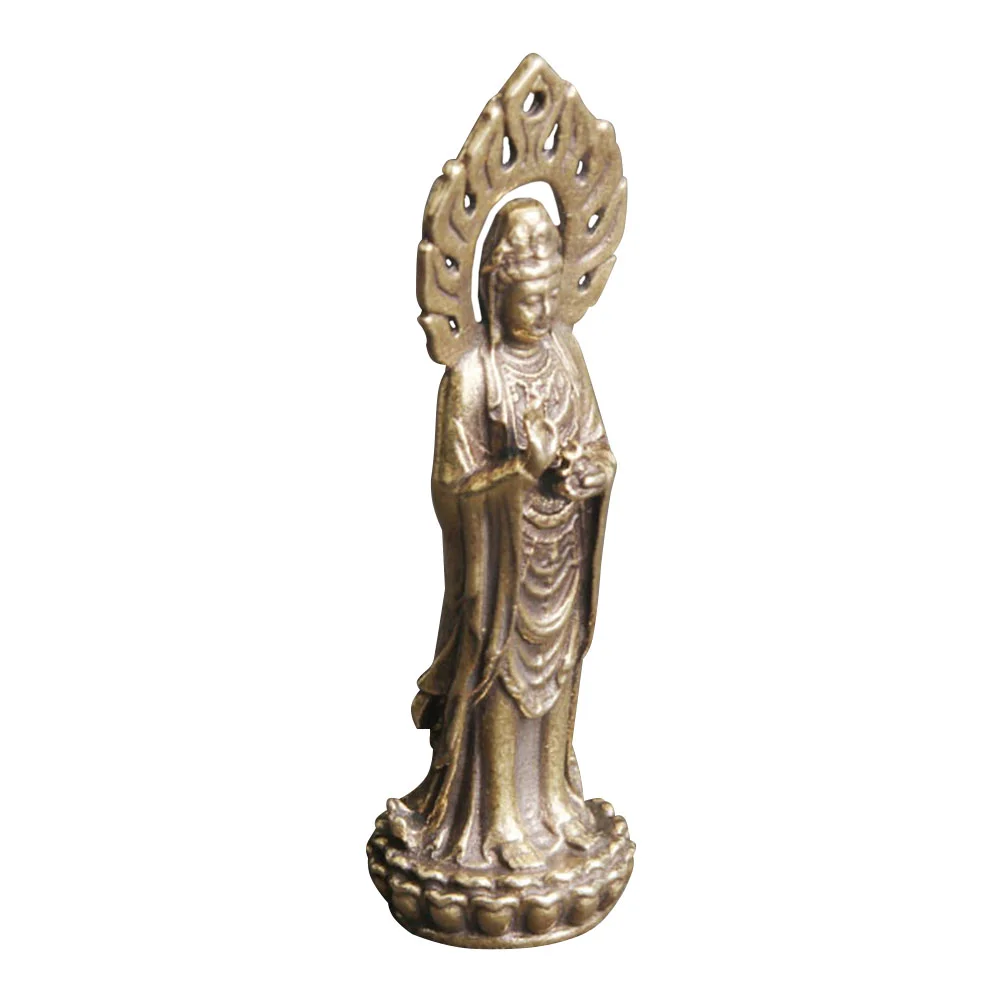 

Vintage Light Avalokitesvara Home Decor Desktop Model Decorative Guan Yin Office Pendant Brass Statue
