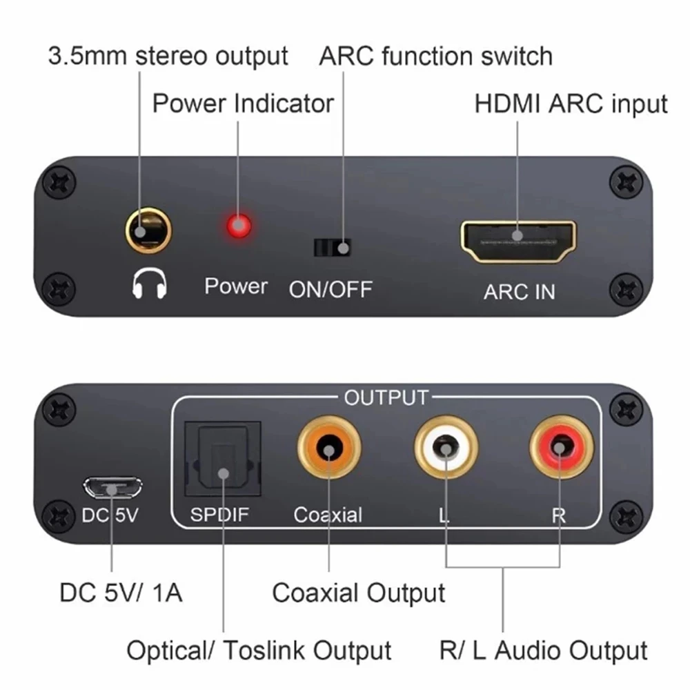 192 кГц HDMI ARC аудио адаптер экстрактор цифровой в аналоговый преобразователь DAC SPDIF