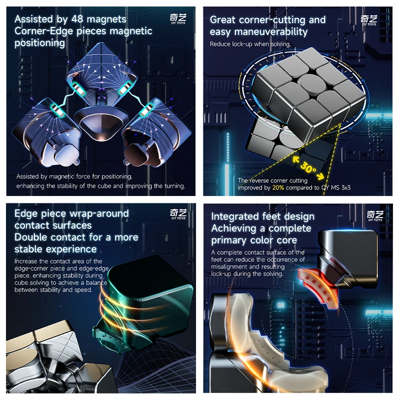 Магнитный магический куб QiYi Speedcube M Pro maglevв QY 3M 3x3 профессиональный 3x3x 3 скоростной