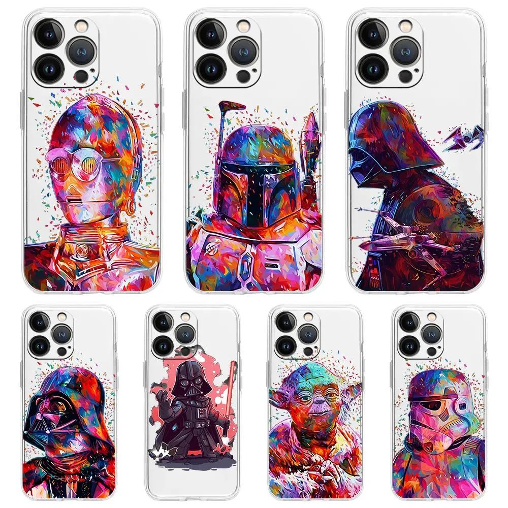 

Disney Star Wars Darth Vader Luxury Phone Case For iPhone 14 13 11 12 Pro Max X XR XS 7 8 Plus SE Silicone Clear Cover Fundas