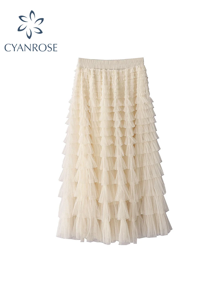 

Vintage French Style A-line Long Skirts White Y2k Korean Style Elegant Elastic Waist Black Midi Skirt Summer Women's Clothes
