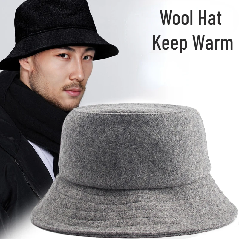 2022 Winter Wool Bucket Hat for Men Women Warm Unsex Fisherman Hat Big Brim Fashion Designer Solid Color Big Brim Face Smaller