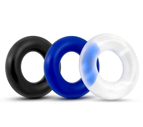 Эрекционные кольца для пениса эластичные Lovetoy Power Plus Triple Donut Cock Ring Set, разноцветный набор, 3 шт