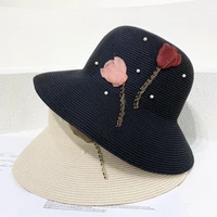 2022 straw hat spring and summer new flowers along the straw hat high quality french retro shopping sunscreen sun hat tide