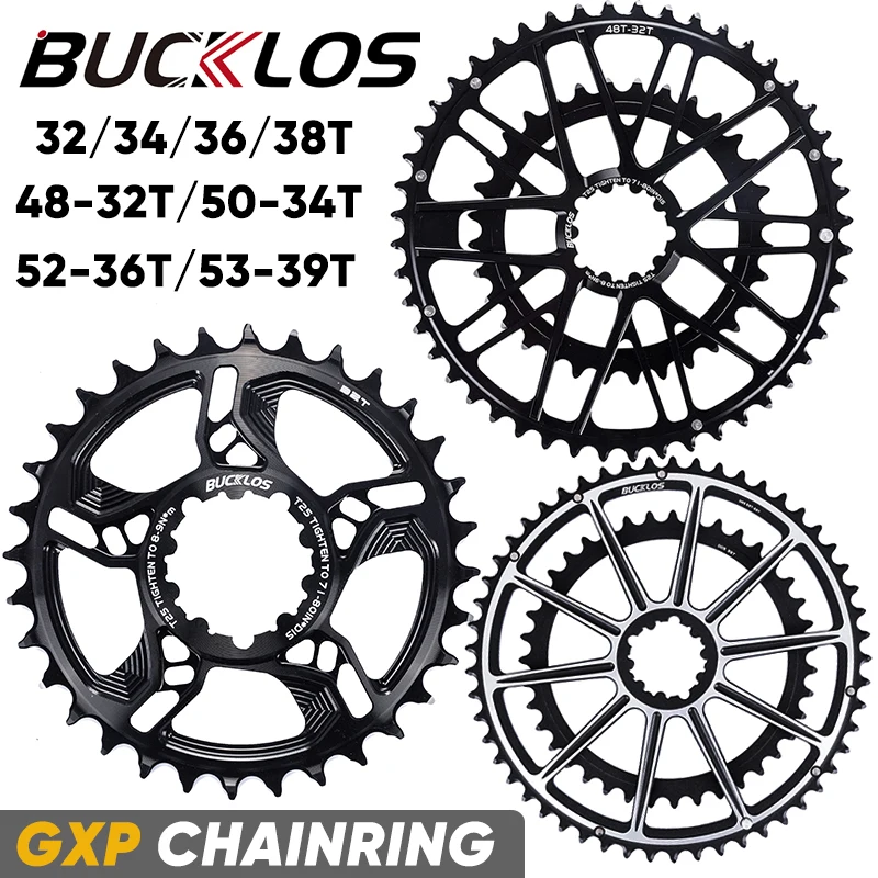 BUCKLOS Bicycle GXP Chainring 7075 Aluminum Chainring for SRAM 32T 34T 36T 38T 48-32T 50-34T 52-36T 53-39T MTB Gravel Bike Parts