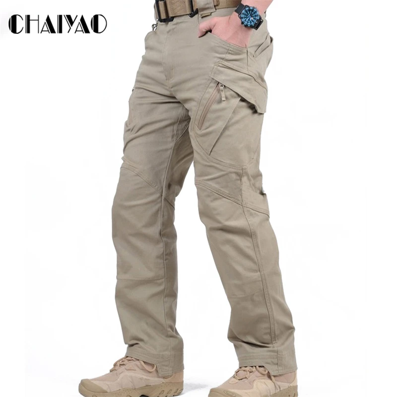 

Брюки-карго IX9 мужские тактические, хлопковые эластичные штаны в стиле милитари, армейские спецназ, много карманов, повседневные, XXXL
