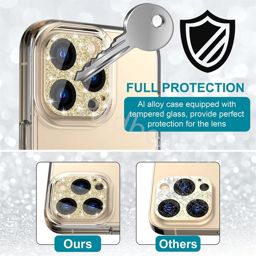 50pcs Glitter Camera Protector for iPhone 14 Pro Max Metal Ring Lens Glass on for iPhone 14 Plus 14Pro max Protective Cover
