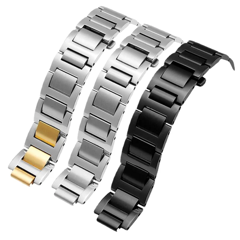 

316 Stainless Steel for Cartier Blue Balloon Solid Steel Strap Butterfly Buckle Men Women Watch Band Accessories 14-22mm