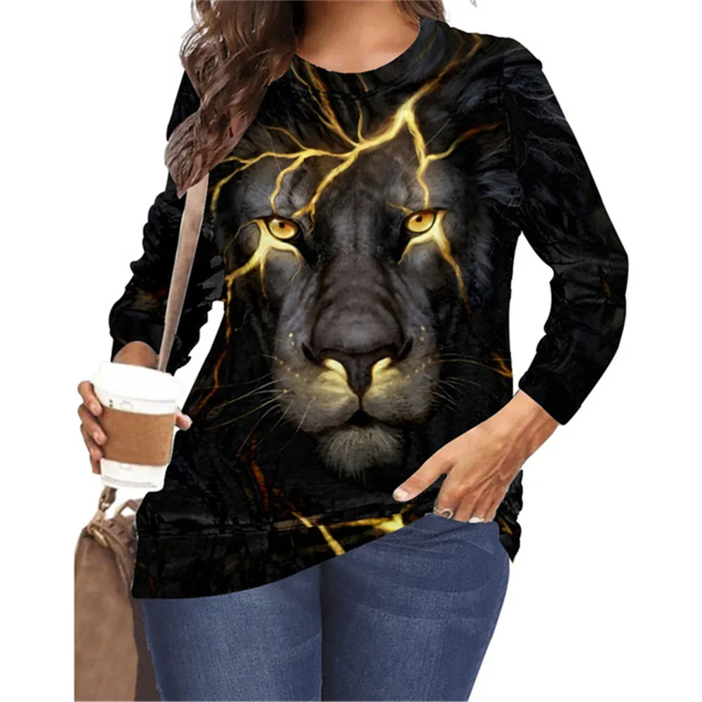 

Cartoon Digital 3D Printed Women T shirt Elegant Long-Sleeved 2022 Fall Spring Everyday Street Trend O Neck Trend Pullover Tee
