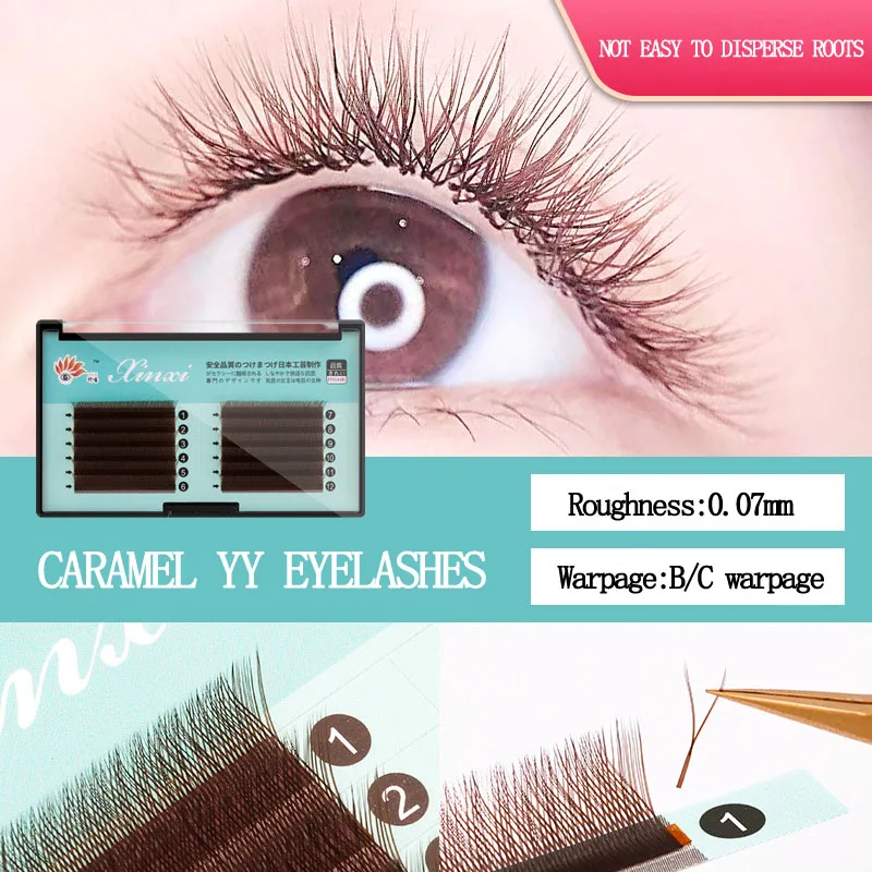 Caramel YY Mesh Braided False lash Extensions Professional Esthetician Naturally dense mink fluffy Enlarge your eyes Rare beauty