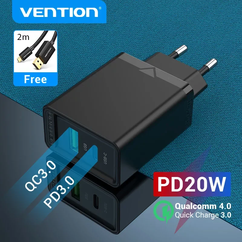 

Быстрое зарядное устройство Vention с портом USB Type-C и поддержкой быстрой зарядки, 38 Вт