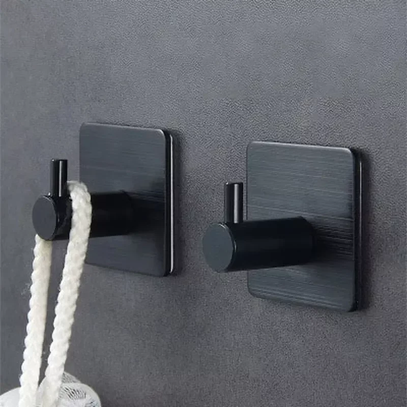 

NEW2022 2pc Matte Black Robe Hook Wall Towel Hanger for Bathroom Stainless Steel Coat Hook Rustproof Hook Hanger for Kitchen Bat