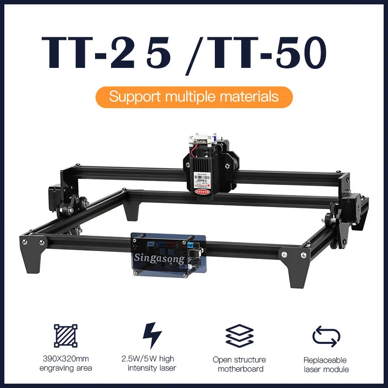 

Twotrees TT-55 20W Laser Engraving Machine Cutter Machine CNC DIY Engraver Desktop Wood Router Laser Printer 380x380mm For GRBL