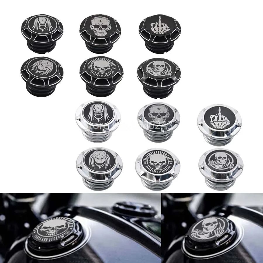 

Motorcycle Skull Fuel Gas Tank Decorative Oil Cap For Harley Davidson Sportster XL 1200 883 X48 Dyna Softail fatboy Touring FLHR