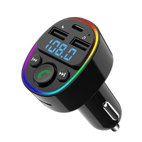 dual usb ports car mp3 player hands free calling music player bt wireless fm transmitters radio led lights tf cardu disk