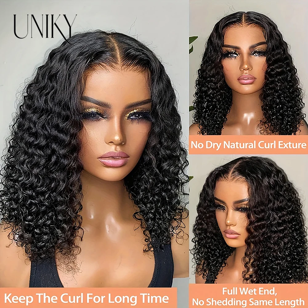 Парик из человеческих волос с глубокой волной короткий короткой кружевной