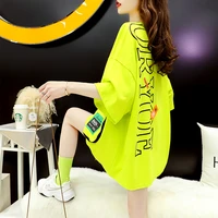 new korean style loose three dimensional pocket fluorescent green short sleeved t shirt women graphic t shirts