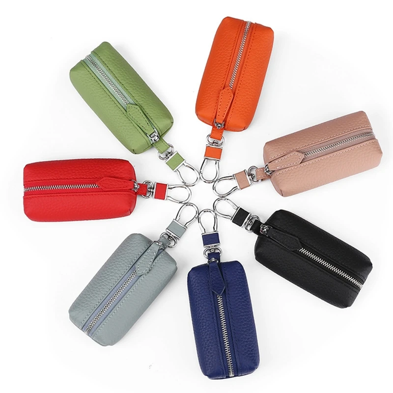 

Genuine Leather Keychain Men Women Key Holder Organizer Pouch Cow Split Key Bag