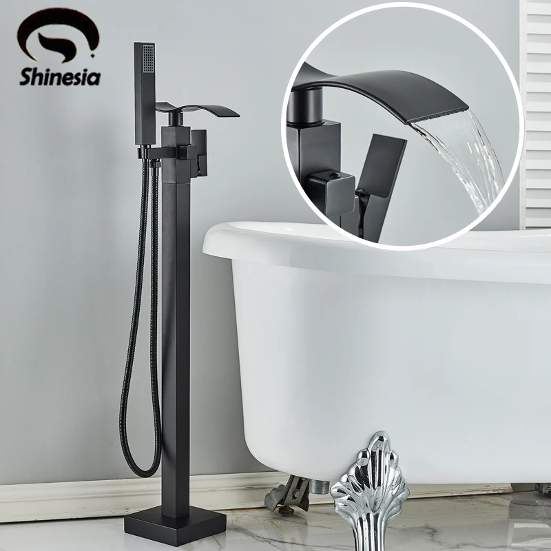 

Shinesia Floor Mounted Bath Tub Faucet Clawfoot Free Standing Bath Mixer Tap with Handshower Single Lever Bathtub Faucet