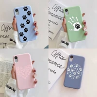 fhnblj dog footprint paw phone case soft solid color for iphone 11 12 13 mini pro max 7 8 plus 6 6s x xs max xr capa