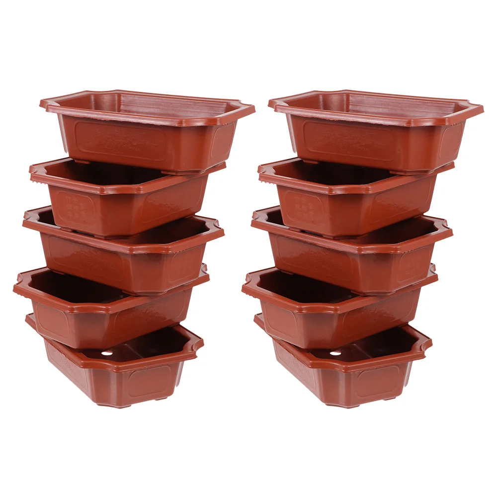 

10pcs Rectangular Vintage Plastic Bonsai Pot Bonsai Training Pots
