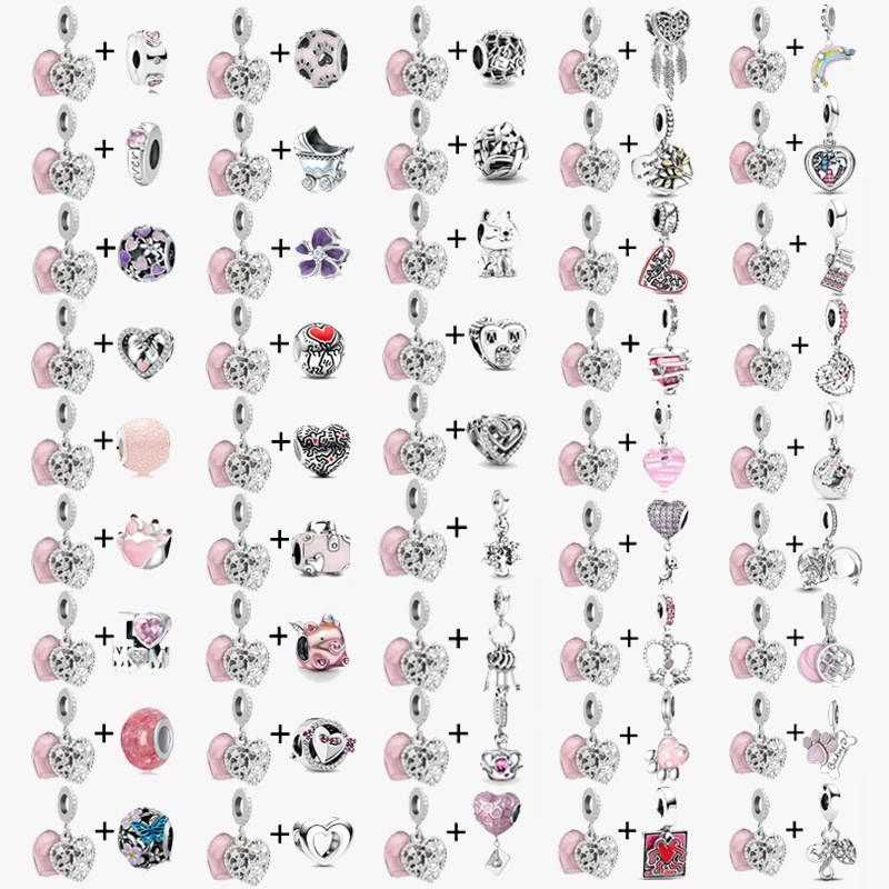 2 шт./партия, подвеска в виде сердца для браслета и ожерелья