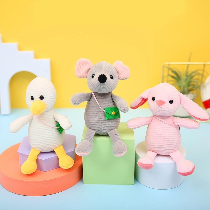 

20cm Cute Plush Toy Striped Elephant Rabbit Mouse Soft Doll Bag Pendant Keychain Children's Birthday Gift Plush Toy