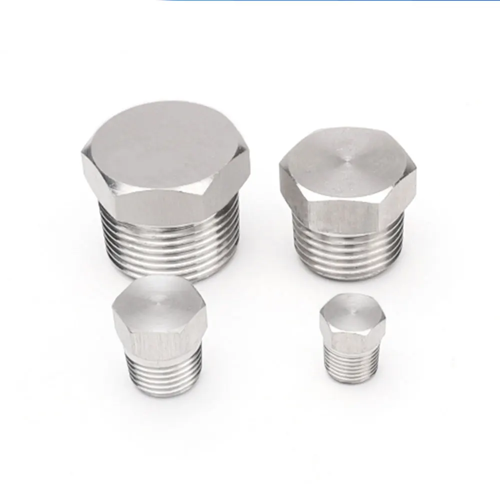 1/8" 1/4" 3/8" 1/2" 3/4" 1" 1-1/4" 1-1/2" 2" BSPT NPT Außengewinde 316 304 Edelstahl Senkkopfstopfen Vierkantkopfkappe – Detail 1