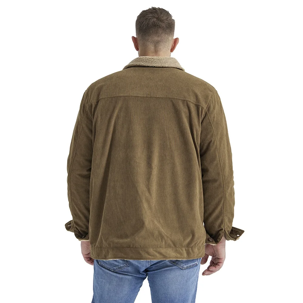 US Size Mens Fashion Corduroy Plus Velvet Thick Warm Jacket Plus Size Lapel Loose Imitation Lamb Velvet Winter Coat Men Parka