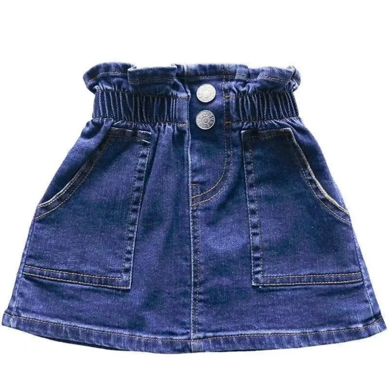 2023 Kids Clothes Denim Skirt Girls Summer High Waist Bottom Casual Mini s Toddler Short Kawaii   2T-12Y