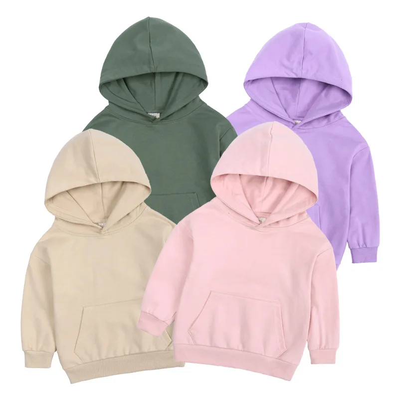

Children's Hoodie 2023 Autumn New Solid Colour Fashion Boys And Girls Sweater Cotton Thickened Girls Jacket Children's Clothing