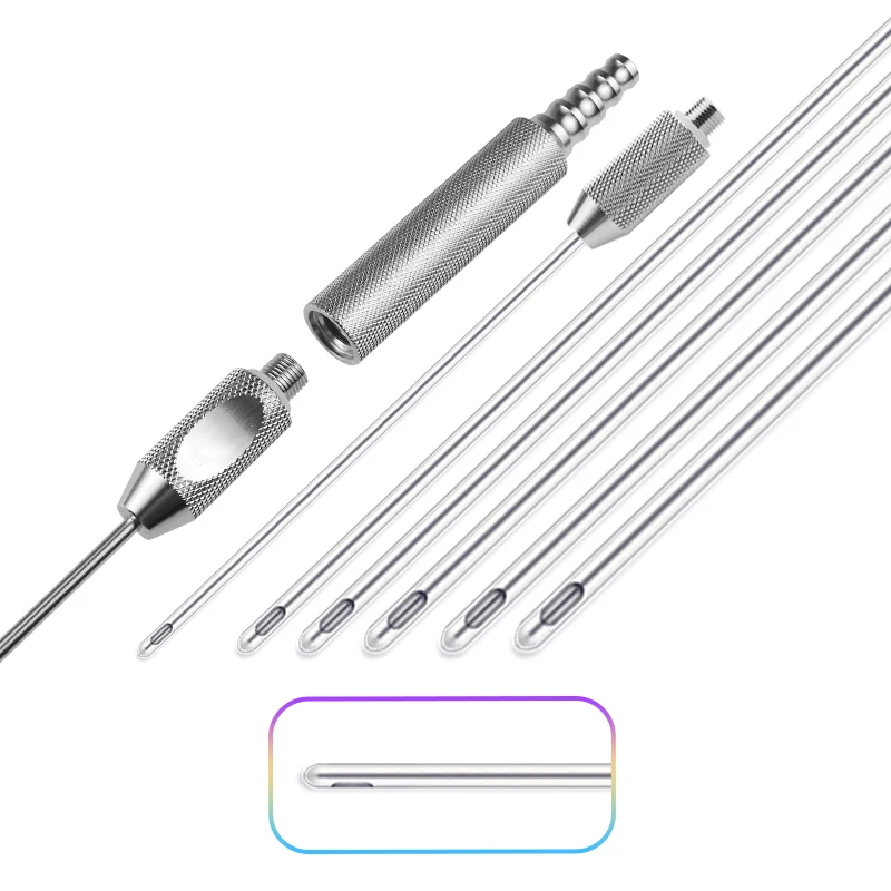 

Autoclavable Single Hole Liposuction Cannula Needle Threaded Handle for Fat Harvesting Liposuction Tool