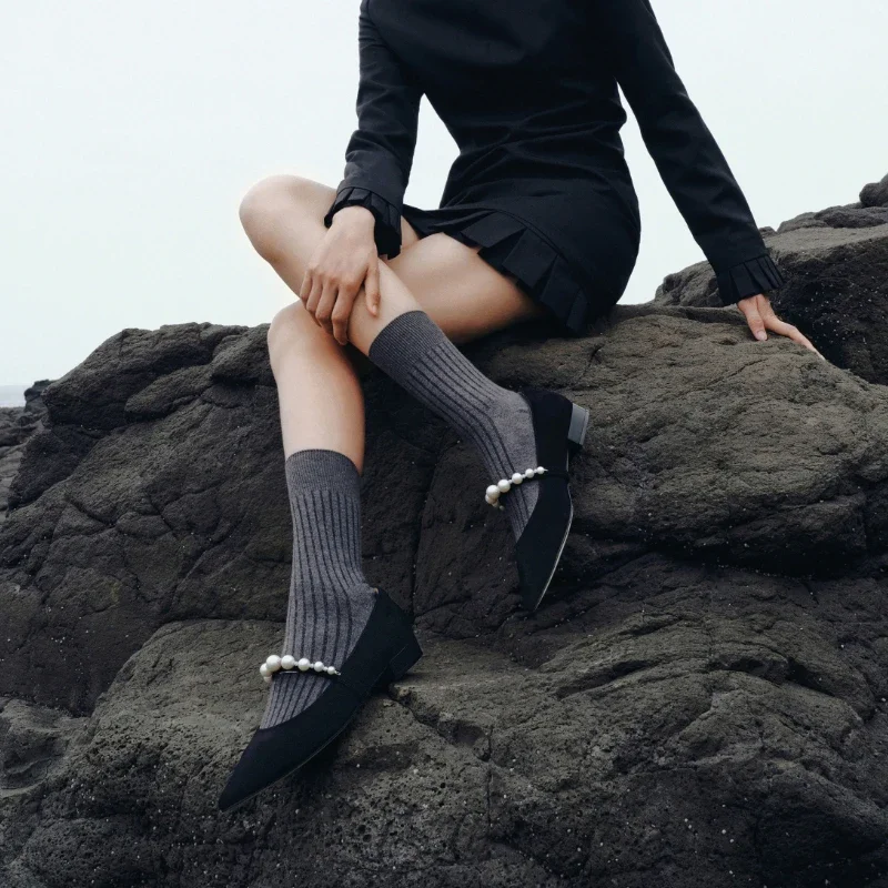 Женские туфли с острым носком модные туфли-лодочки в Корейском стиле ремешком на