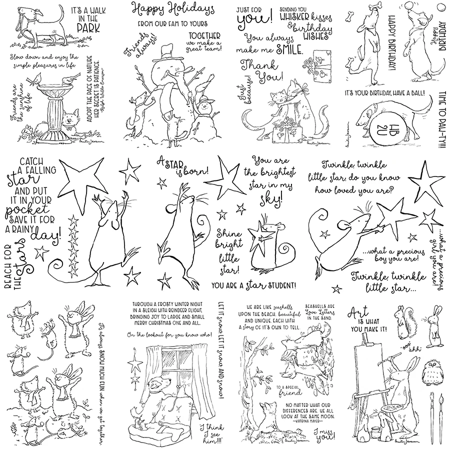 Новинка 2021 прозрачные штампы в виде рождественских животных Пасхальных Кроликов