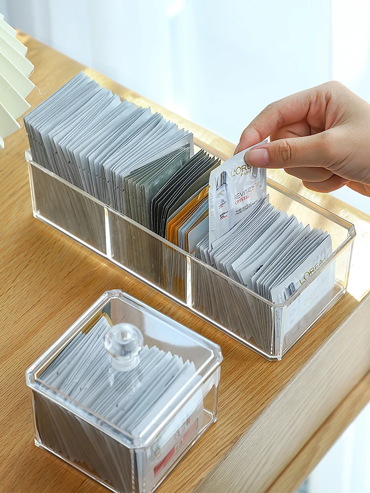 

Desktop Disposable Essence Storage Box with Lid Cosmetics Perfume Trial Pack Organizer Box Skin Care Product Sample Lipstick Box
