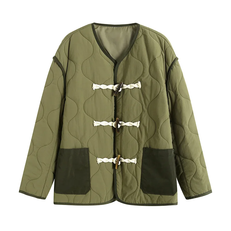 Women Buckling Cotton Coat Women Autumn Winter New Vintage Wind Long Loose Cotton Coat 2022 Women's Clothing Jackets