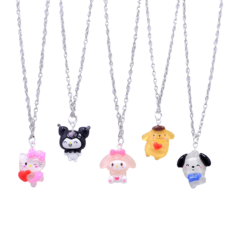 Кавайное студенческое ожерелье Sanrio Kuromi милая цепочка с кулоном в виде коричной
