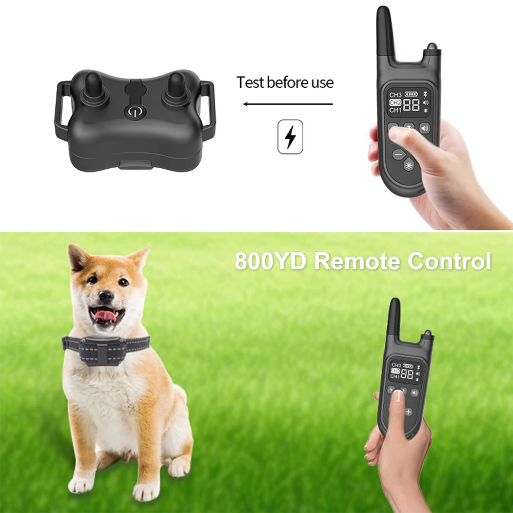 

1000 ft Dog Training Electric Collar Pet Remote Control Bark Proof Collars Vibration Sound Shock Rechargeable Waterproof