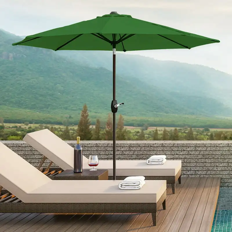 

Ft Patio Market Umbrella with Tilt & Crank, Dark Green