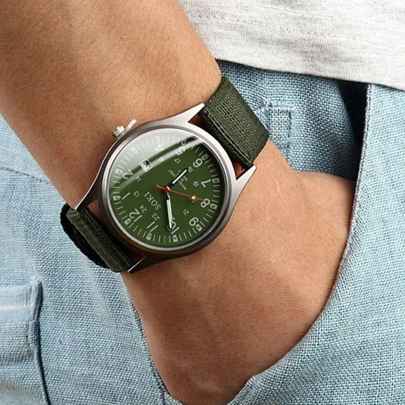 Buy Fashion Mens Watches Luminous Hands Clock Luxury Military Sports Date Quartz Wristwatch Men Casual Nylon Watch relogio masculino on
