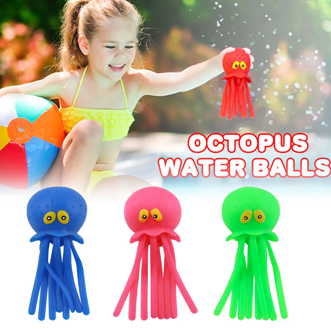 

4 Colors Sponge Absorbent Octopus Baby Bath Toys Squeezing Stress Relief Toys Summer Swimming Pool Play Water Toy for Children