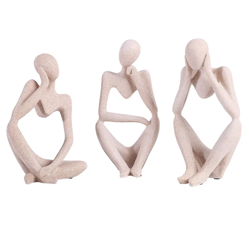 

Nordic Abstract Character Golden Decoration Creative Home Ornament Drawing Room Office Sandstone Decor gift statue Sculpture