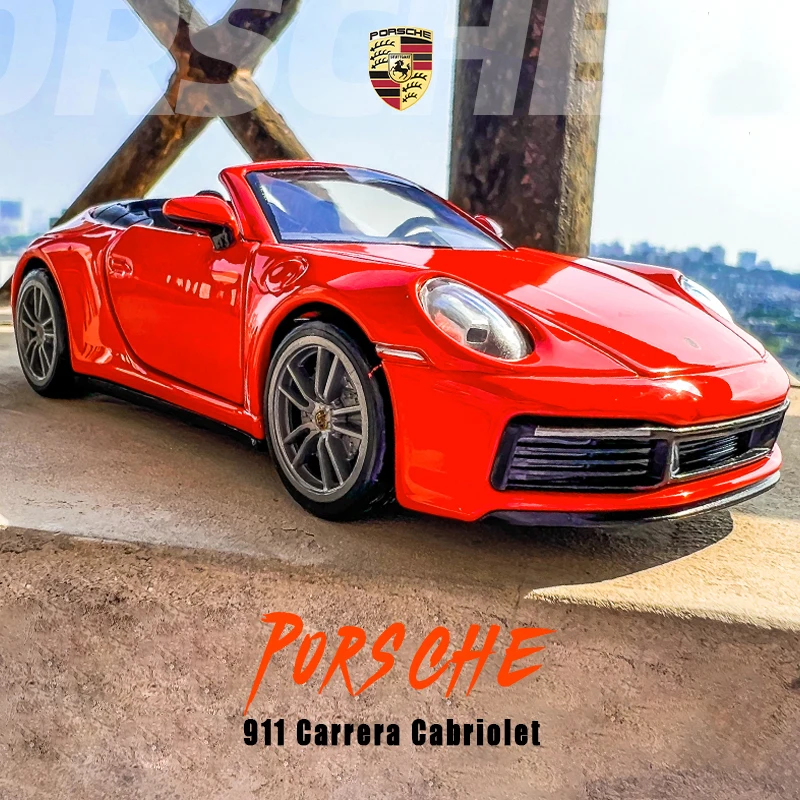 

MSZ 1:32 Sound And Light Alloy Model Car Porsche 911 Carrera Cabriolet Diecast Metal Pull Back Car Collection Children Toy Gift