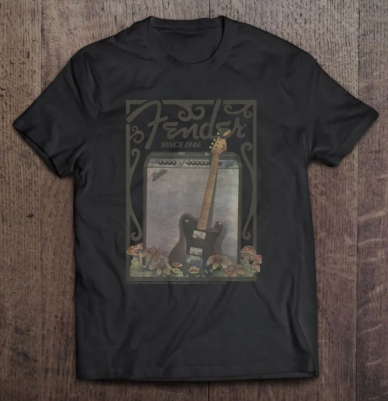 

Fender Since 1946 Guitar Floral Poster T-Shirt Sport Women Black Aesthetic Clothing Shirts Tshirt Men Clothing T Shirt For Men